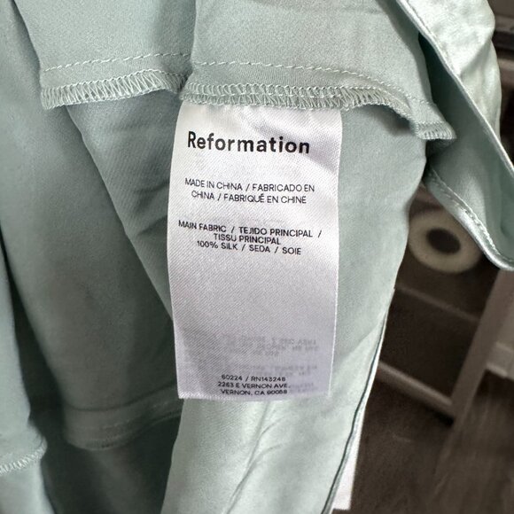 Reformation Anaiis Silk Maxi Dress NEW Aquamarine Open Back High Neck Size 4 - Picture 7 of 7